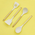 Wooden handle silicone spatula set