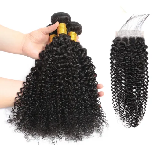 Kinky Curls With Closure,Round Side Part Lace Closure,Lima Peru Peruvian Hair
