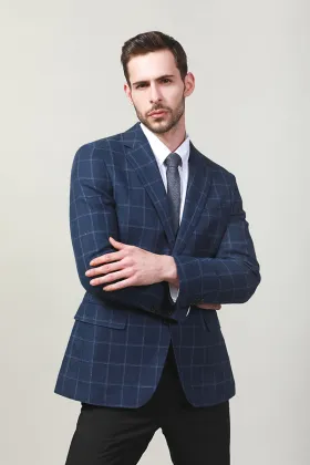 MEN'S NAVY CHECK SUIT JACKET