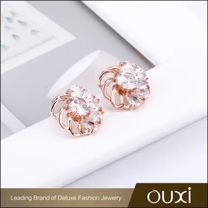 Good Quality Shining AAA Zircon Earrings Stud 18K Rose Gold Plated Crystal Stud Earrings for Girls