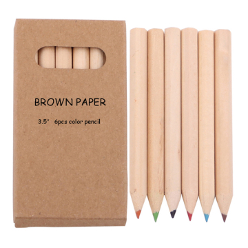 Benutzerdefinierte Logo 6pcs 3,5 Zoll Bleistift Farbset FSC Kinderboxen Mini -Farbstifte