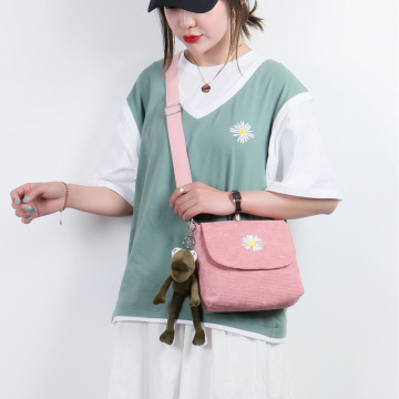 Embroidery Canvas Zipper Shoulder Phone Handbags