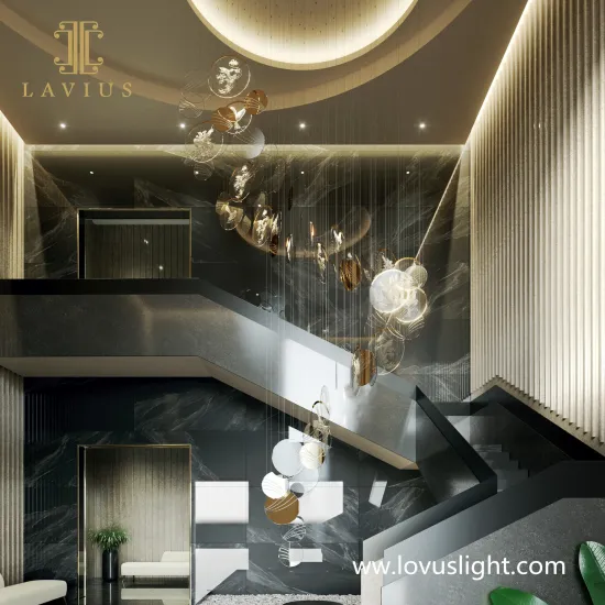 Depicting the round piece shape villa staircase chandelier retro creative villa chandelier custom chandelier