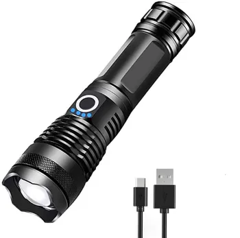 Aluminum Alloy Telescopic Zoom USB Rechargeable Long-Range Flashlight