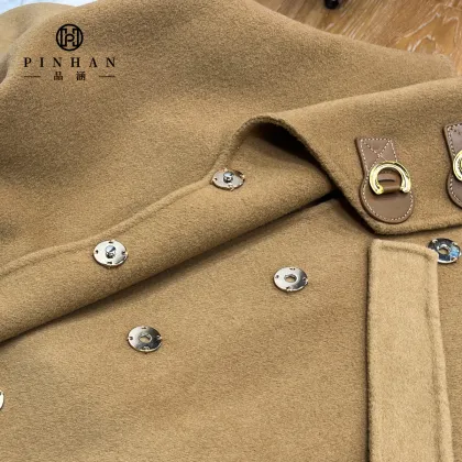 High-Quality Hand-stitched Tweed Woolen Trench Coat for Women