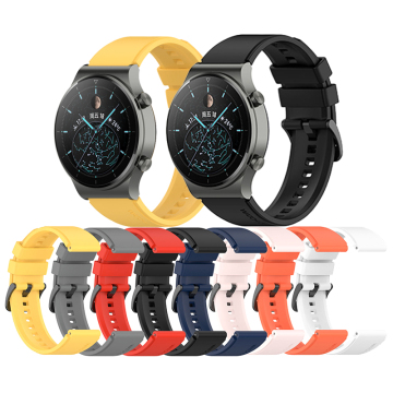 XY Band 22mm Pure Color Silicone Strap with Black Steel Buckle for Huawei Watch GT 2 Pro