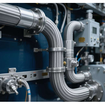 Mangueira de metal flexível com fole de metal industrial, mangueira trançada de aço inoxidável com flange