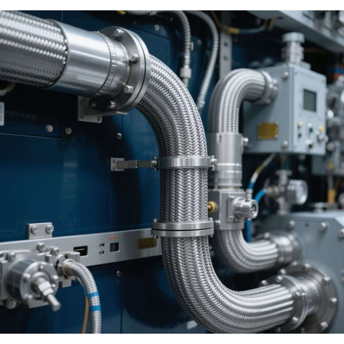 Mangueira de metal flexível com fole de metal industrial, mangueira trançada de aço inoxidável com flange