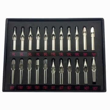 22PCS Stainless Steel Tattoo Nozzle Tips Set Round Diamond Magnum DT RT FT Tattoo Tips Mixed For Tattoo Supply Free Shipping