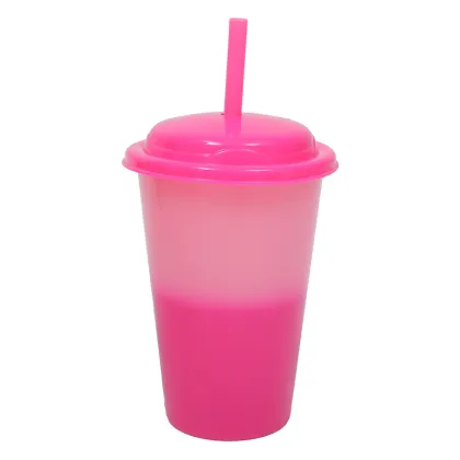 Color Changing Straw Cup - Magic Mug 16 oz Plastic Cup with Lid