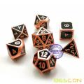 Bescon Deluxe Copper and Black Enamel Solid Metal Polyhedral Role Playing RPG Game Dice Set of 7 with Free Drawstring Pouch