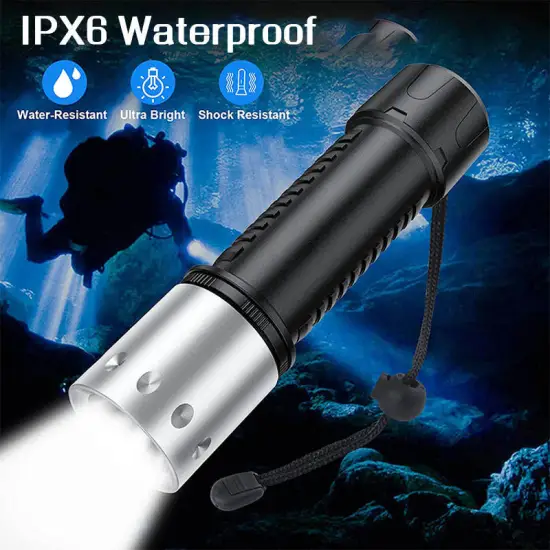 Professional Diving Flashlight: Waterproof Underwater Torch Light with 18650 Battery