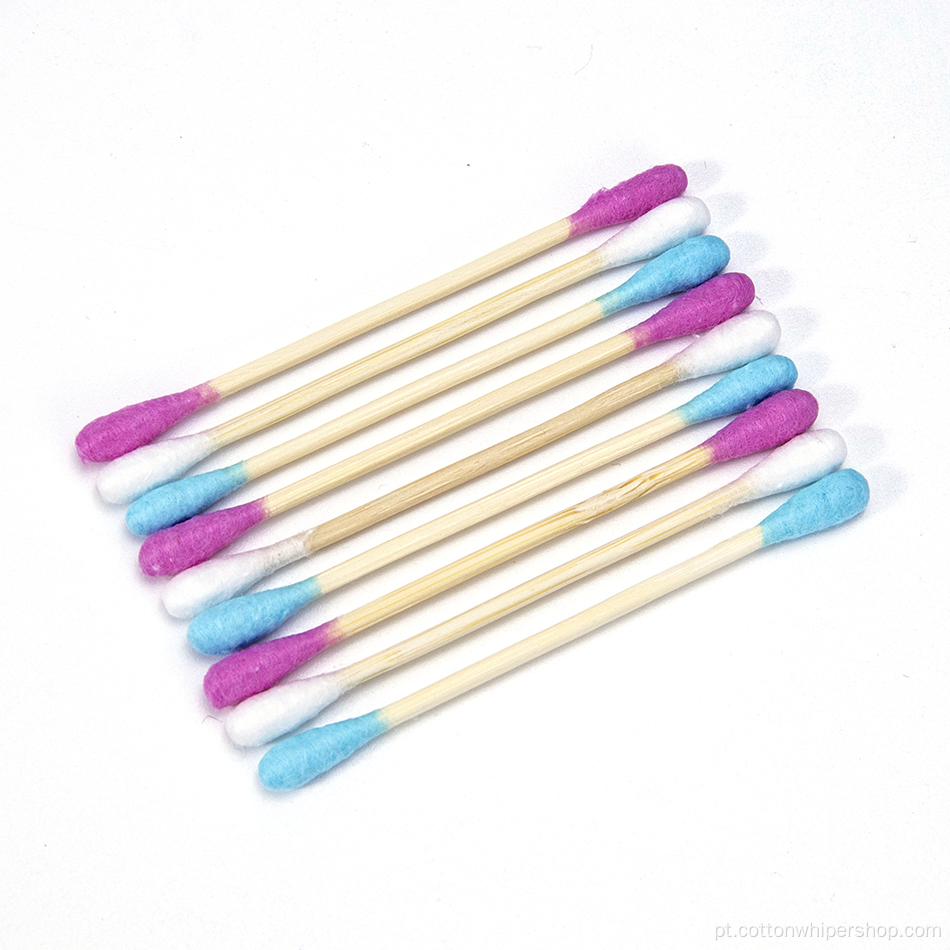 colorido swab de algodão de bambu duplo descartável