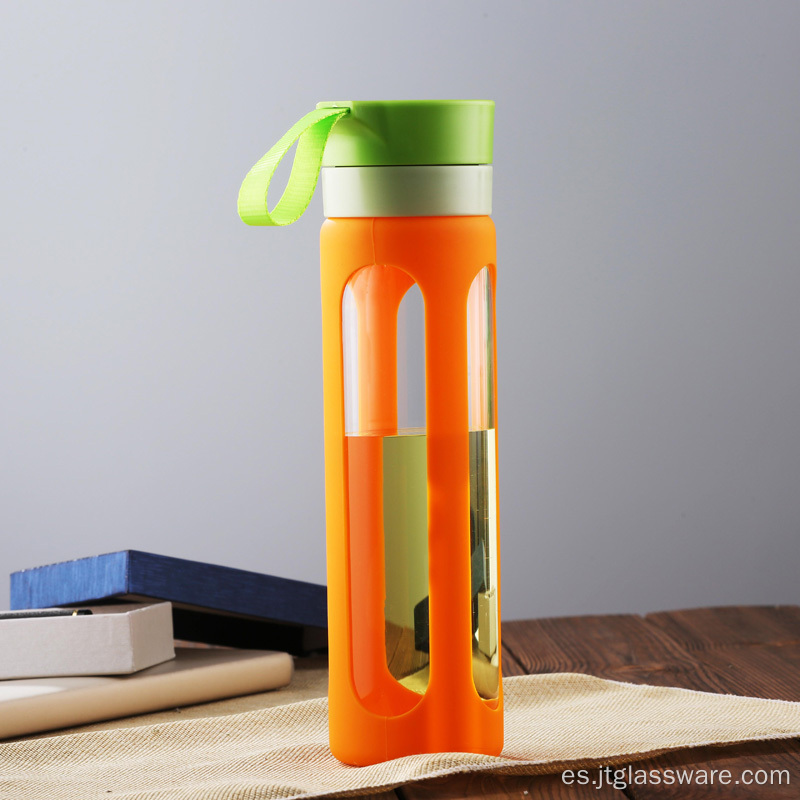 Botella de agua deportiva de vidrio personalizado para beber salud