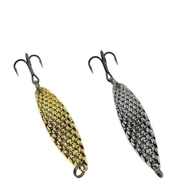 Custom Metal Spoon Leaf Shape Fishing Lures with Treble Hooks for Bass in Rivers, Lakes, and Streams