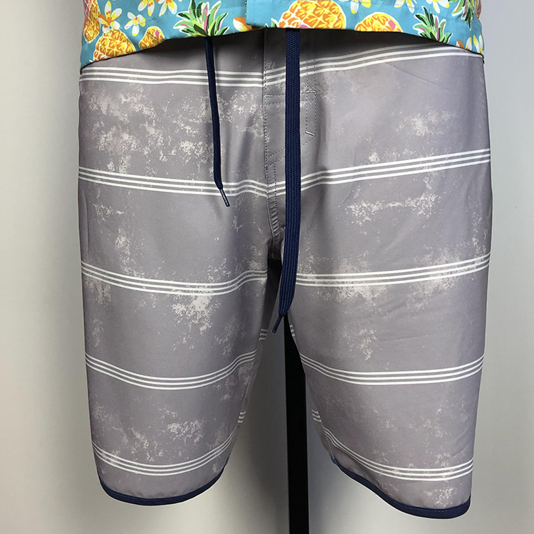 men gray striped beach shorts