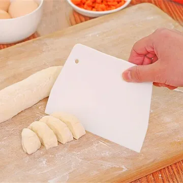 baking pastry tool white plastic trapezoidal dough scraper for cake decorating