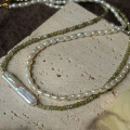 Custom Natural Olivine Green Necklace with freshwater pearl