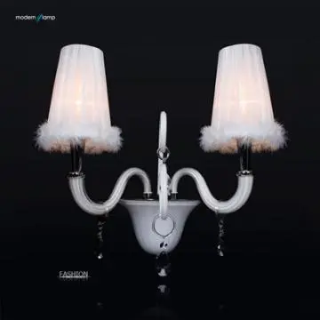 Pink fabric feather wall lamp (W7242-2WH)