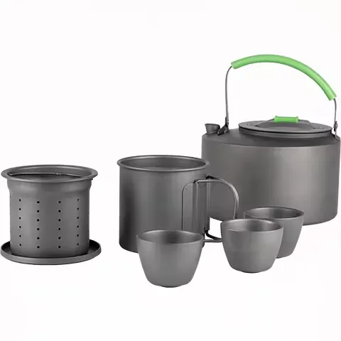 Portable Titanium Tea Set Kettle for Kung Fu Tea, Travel Pure Titanium Alloy