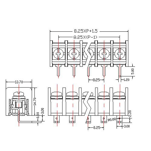 AT835-8.25XXX-D Barrier Terminal Block Pitch8.25mm 