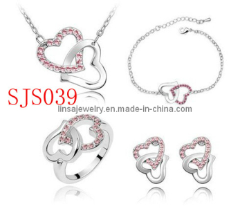 Fashion Bridal Charming Crystal Stainless Steel Jewelry Set (SJS039)