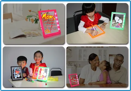 No harm no power!!! Mini portable childrens drawing board plastic writable led board writing board stand for kids
