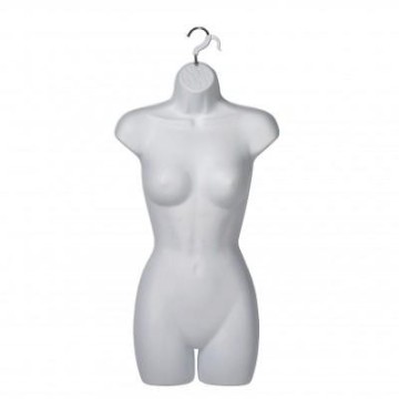 Clothes window display with great price hanging female mannequin