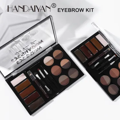 Professional HANDAIYAN Eyebrow Kit: 12 Color Powder, 5 Color Mascara, 4 Shades Eyebrow Stencils - Complete Eye Makeup Cosmetics Set