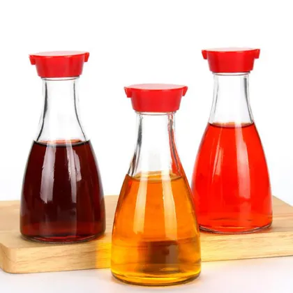Woozy Food Glass Bottle with Lid - 150ml/5oz Ketchup, BBQ, Chilli Hot Sauce