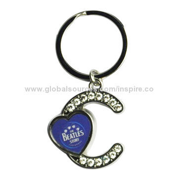 London keyring, bring stone custom-made alphabet key-chain for gift