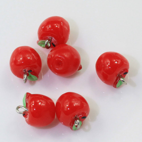 New Charm Red Fruits Shaped 3D Perlen Harz Cabochon Simulation Essen 100pcs / bag Kinder DIY Craft Decor Perlen