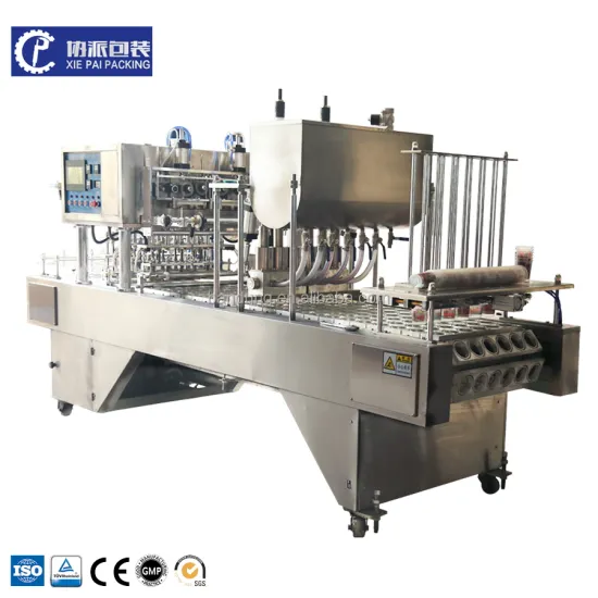 Automatic Linear Plastic Roll Film Ice Cup Filling Cup Sealing Machine for Milk Tea, Water, and Juice