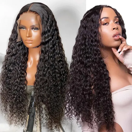 Women hair hd transparent lace frontal wig brazilian raw hair lace front wigs for black women 36 inch water wave lace wig
