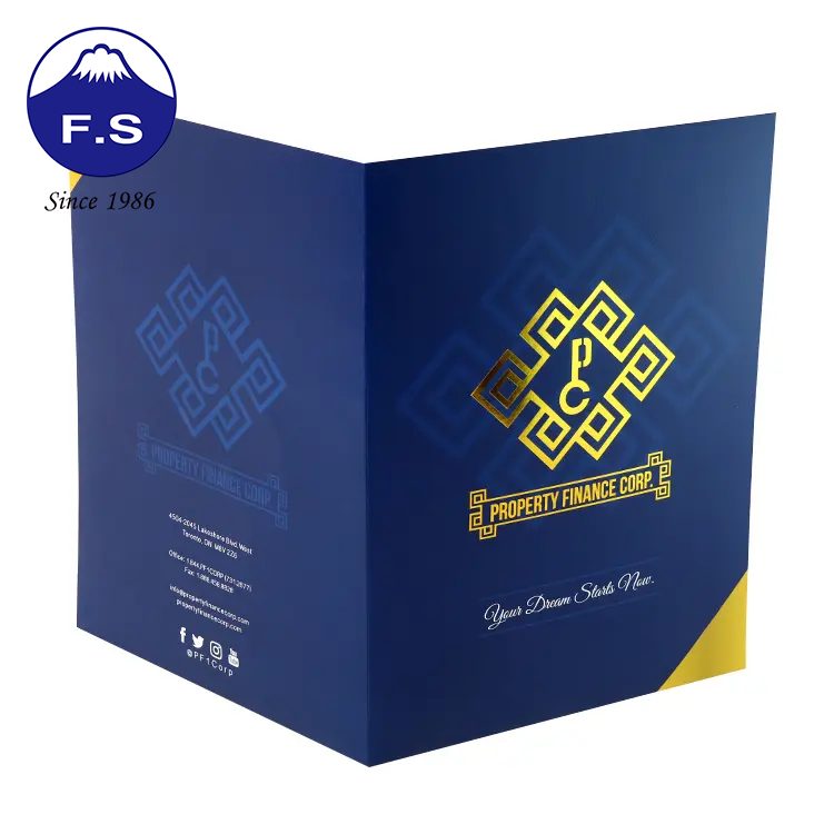 2printing Logo Gold Foil Paper Presentation Folder