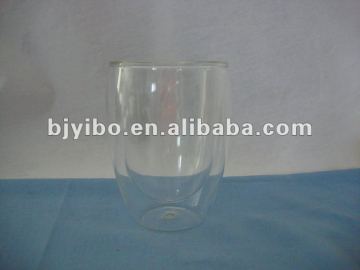 Transparent double wall glass cup