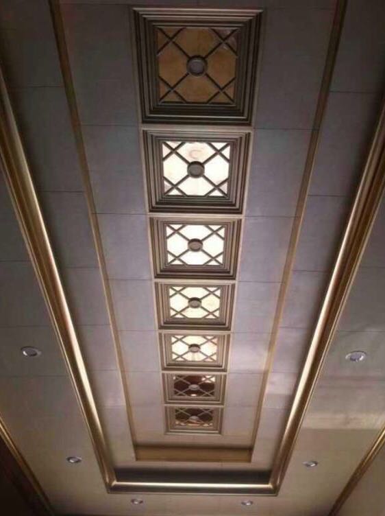 aluminum ceiling tiles in hall way