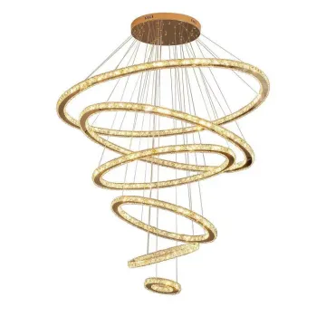 Minimalist Modern Villa Duplex Staircase Design with Gold Round Pendant Light
