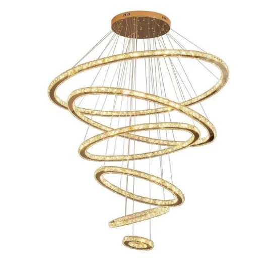 Minimalist Modern Villa Duplex Staircase Design with Gold Round Pendant Light