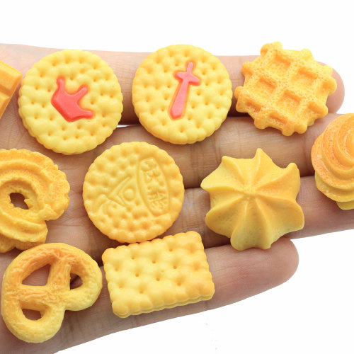 Mélanger Style Simulation Cookies Flatback Résine Cabochons Miniature Alimentaire Biscuit Pour Téléphone Cas Décoration DIY Cheveux Arcs Centre Scra