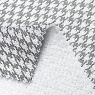 100% Poly Houndstooth Fleece Fabric with Wicking Finish