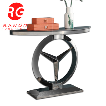 Luxury Design Silver Stainless Steel Light Gray Marble Chrome Sofa Table RG01 2022
