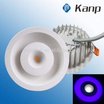 New Decorative Recessed Round COB Doble Color Blue Led Ceiling Lamps 10W