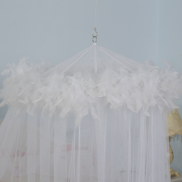 Bed Canopy Hanging White Feather Umbrella Mosquito Net