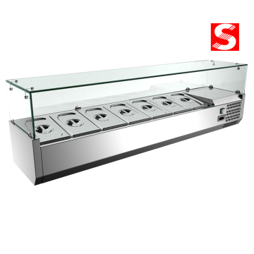 Stainless Steel Salad Pizza Prep Table with Fridge Refrigerator