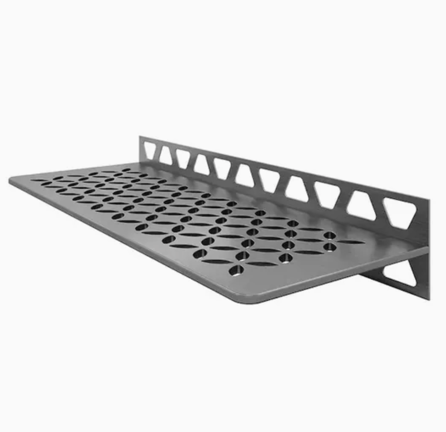 Brushed & mirror steel shelf