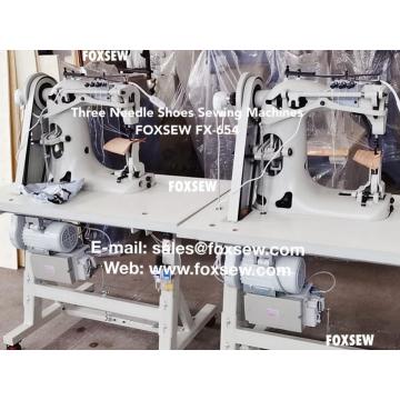 Máquina de coser de zapatos de tres agujas