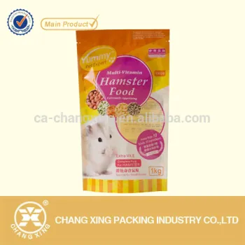 Resealable ziplock animal feeds packaging bags / stand up zipper bag for hamster cat food packing