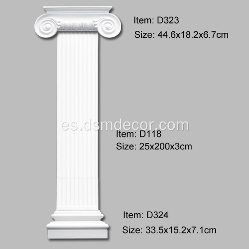 Columnas y pilares interiores de PU de 25 cm de ancho