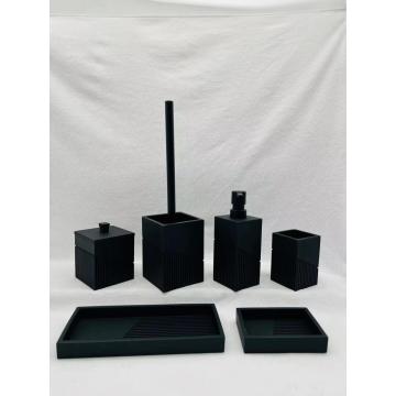 Black square bath set resin bottle